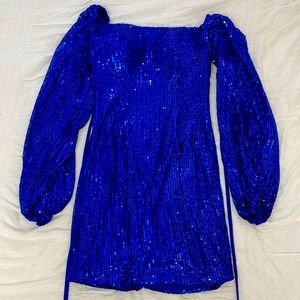 Blue long sleeve sequence dress